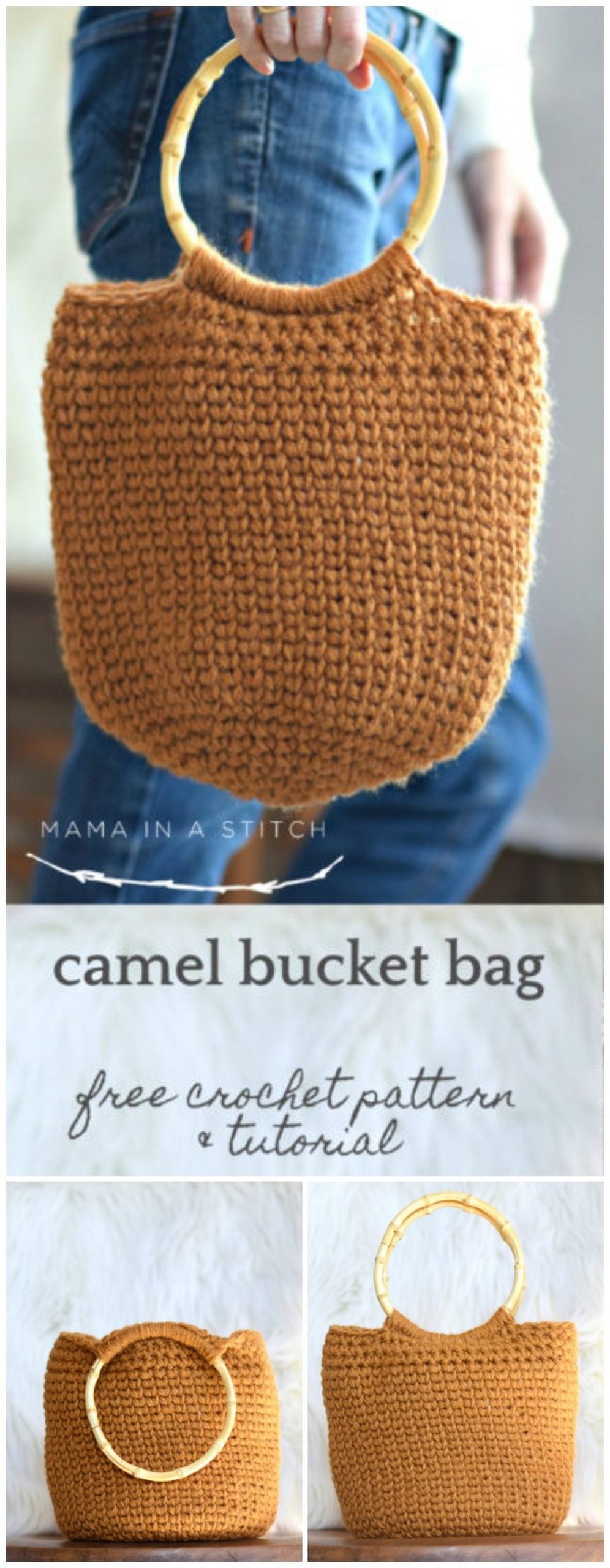 Camel Bucket Bag  Crocheted Bag Pattern