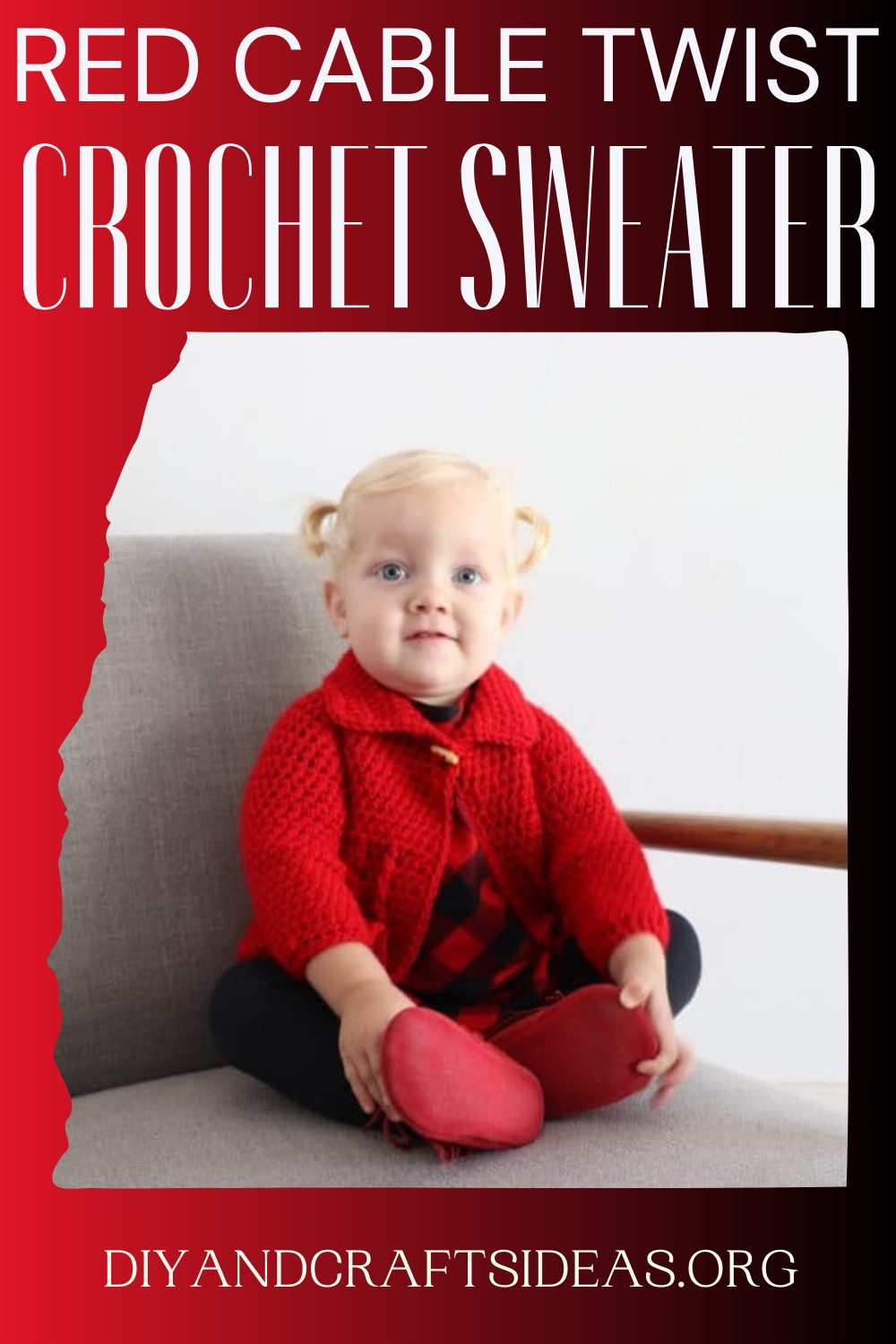 Red Cable Twist Crochet Sweater